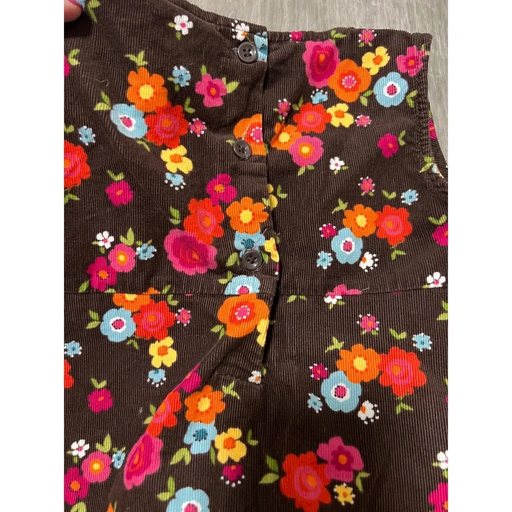 Gymboree Woodland Friends brown corduroy dress w/ fall‎ floral pattern, 4T